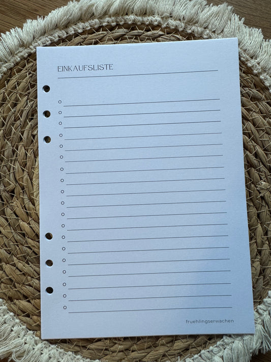Einkaufsliste | A5 Ringbuch-Einlagen