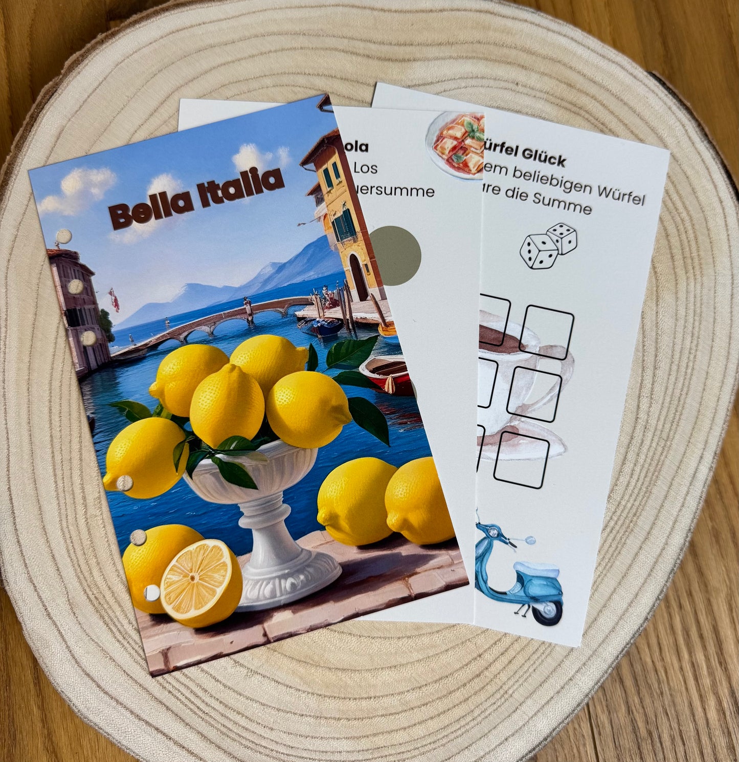 Sparchallenge „Bella Italia“ | zum Abheften für A6 Binder | Rubbeln, Lose, Abstreichen & Würfeln