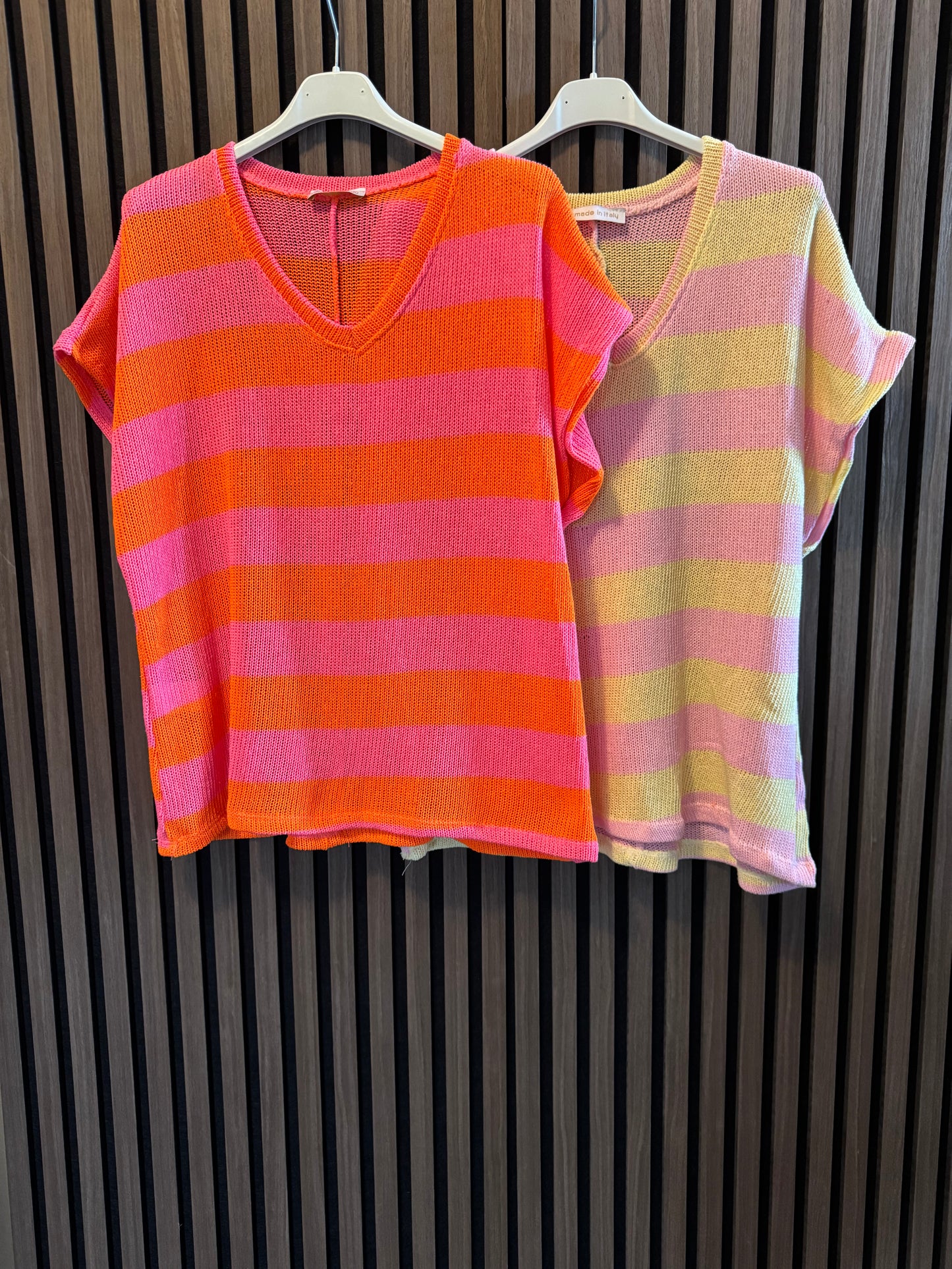 STRICK SHIRT | STREIFEN | PINK-ORANGE