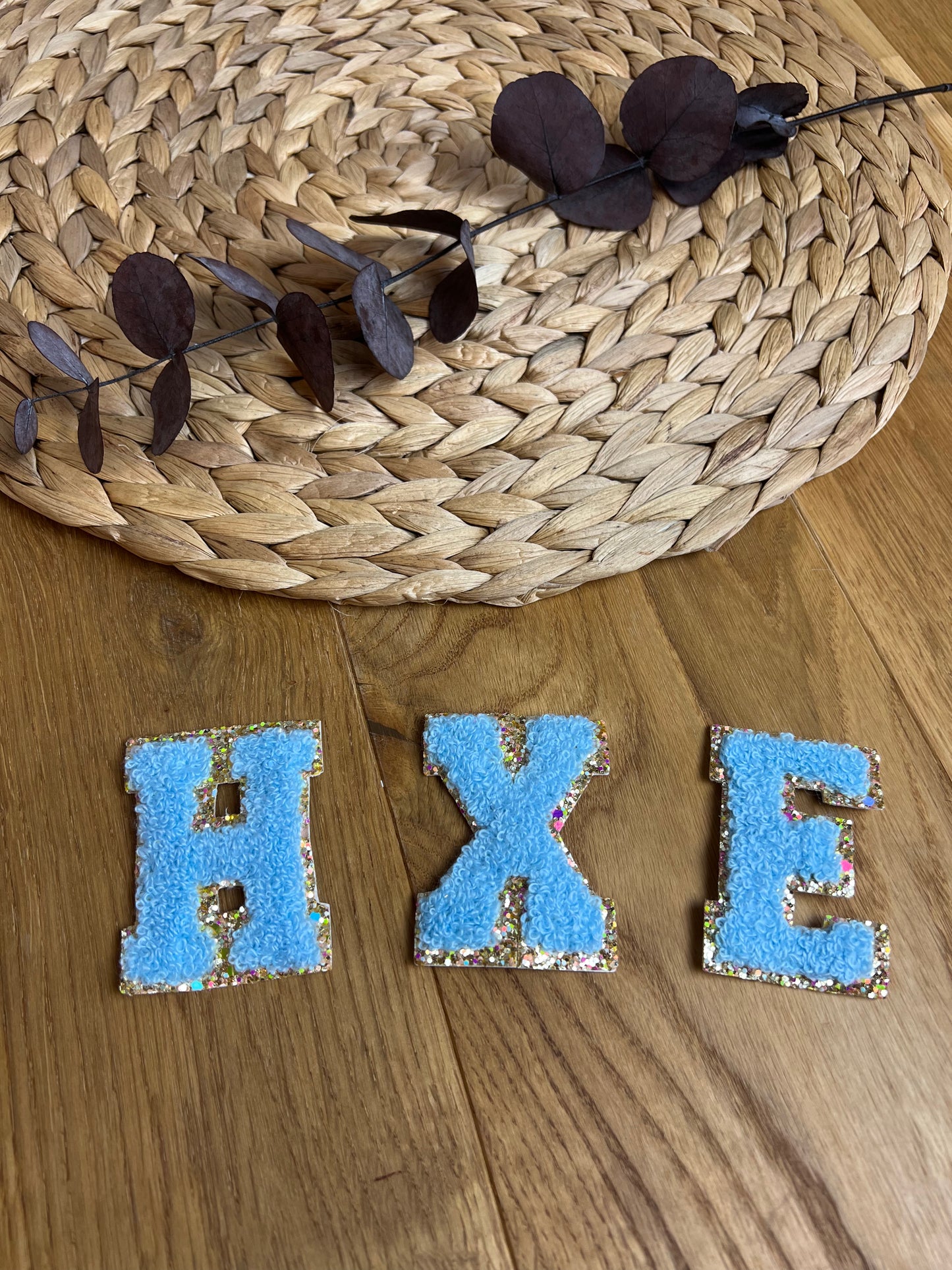 Buchstaben Patches Glitzer - Farbe blau