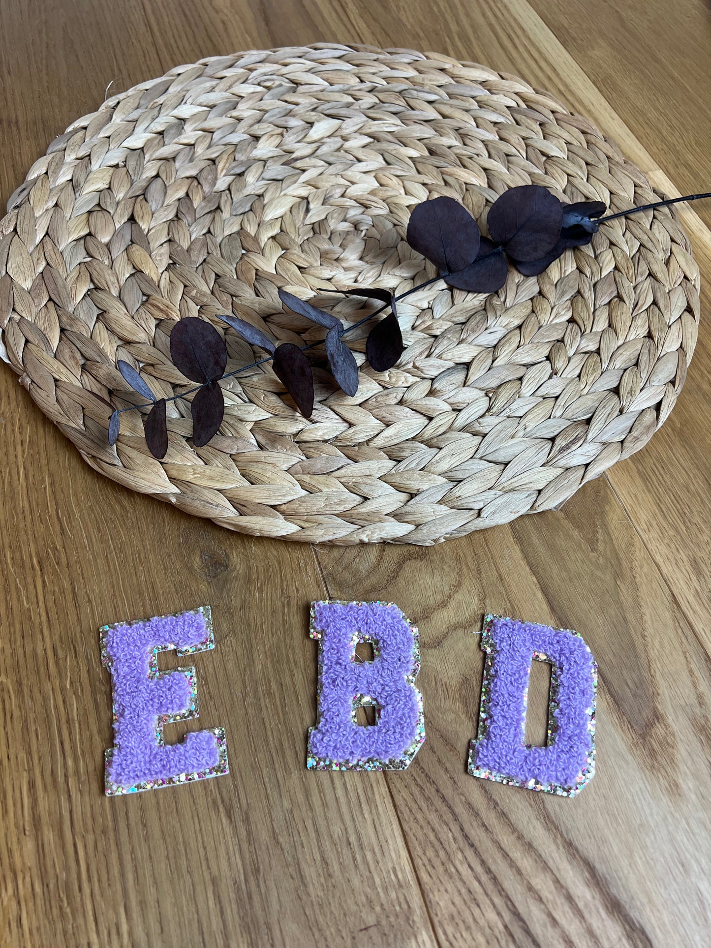 Buchstaben Patches Glitzer - Farbe lila
