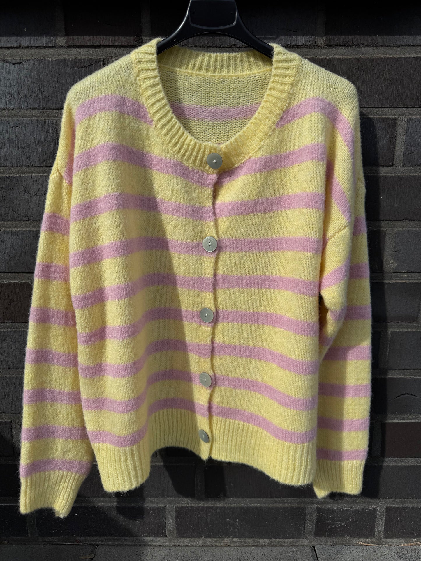 STREIFEN CARDIGAN | BUTTER YELLOW / ROSA