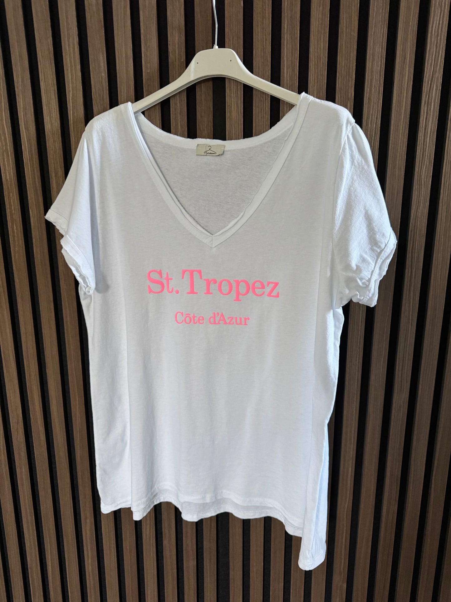 SOMMERLICHES SHIRT "ST. TROPEZ" | WEISS-ROSA