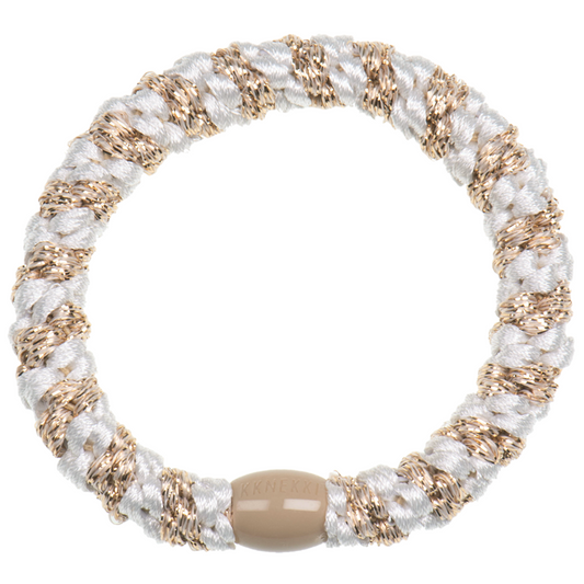 KKNEKKI Original |  Haargummi | White-Beige Glitter Stripe