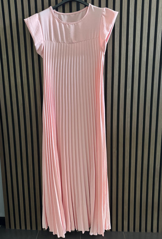PLISSEE KLEID  | LANG | ROSA