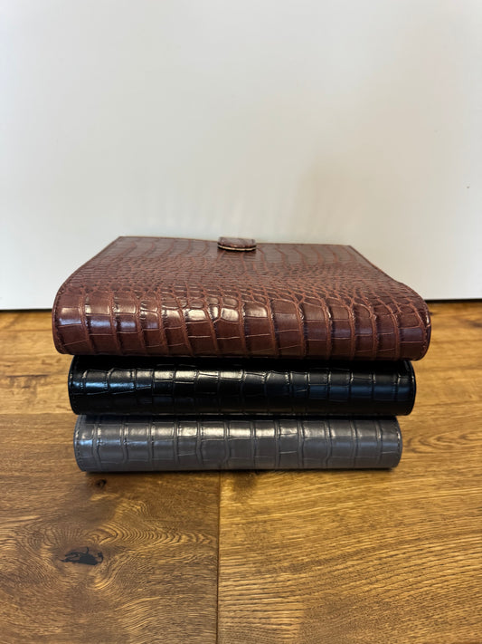 A5 Ringbuch | Croco Optik | schwarze Details