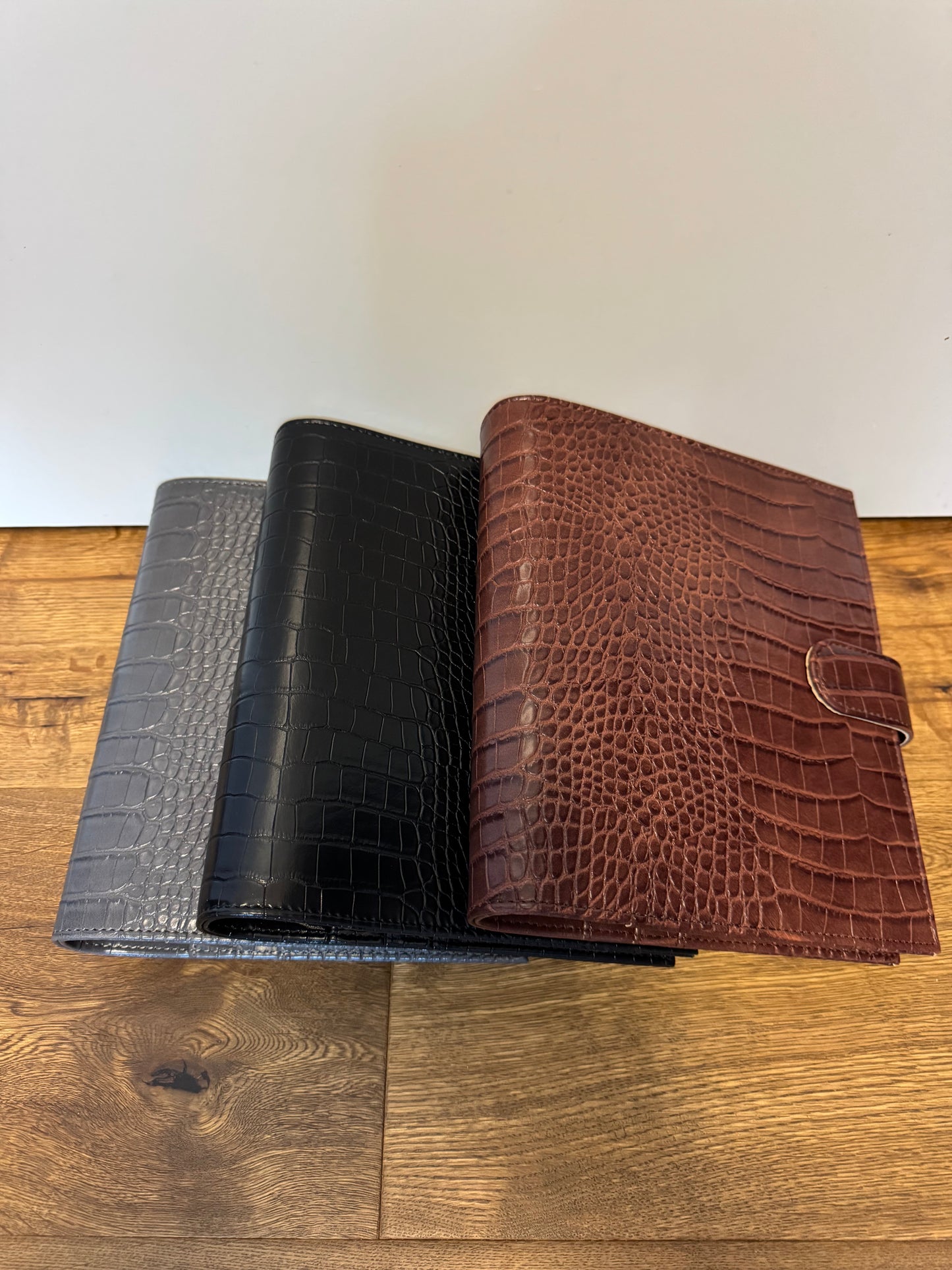 A5 Ringbuch | Croco Optik | schwarze Details