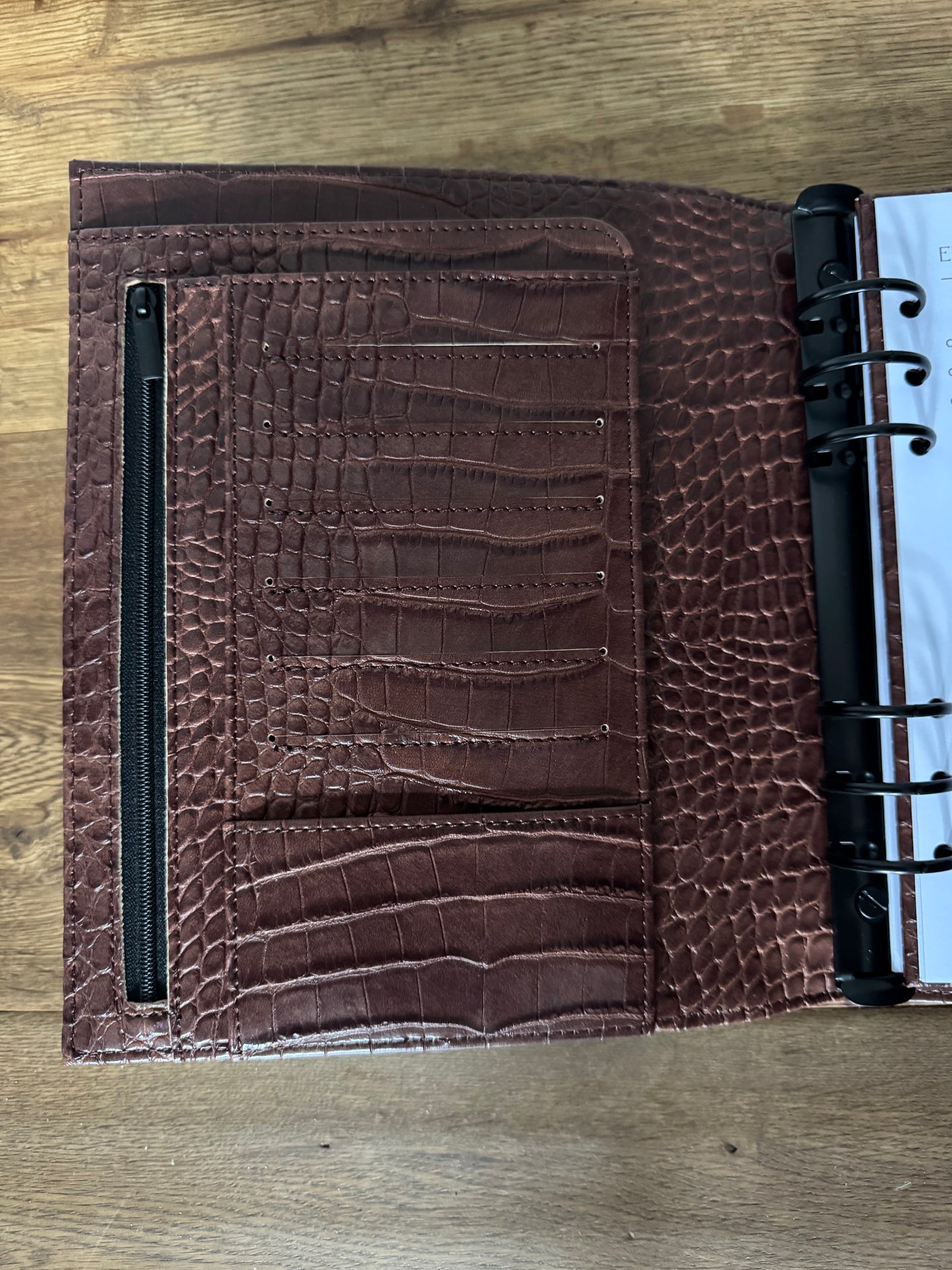 A5 Ringbuch | Croco Optik | schwarze Details
