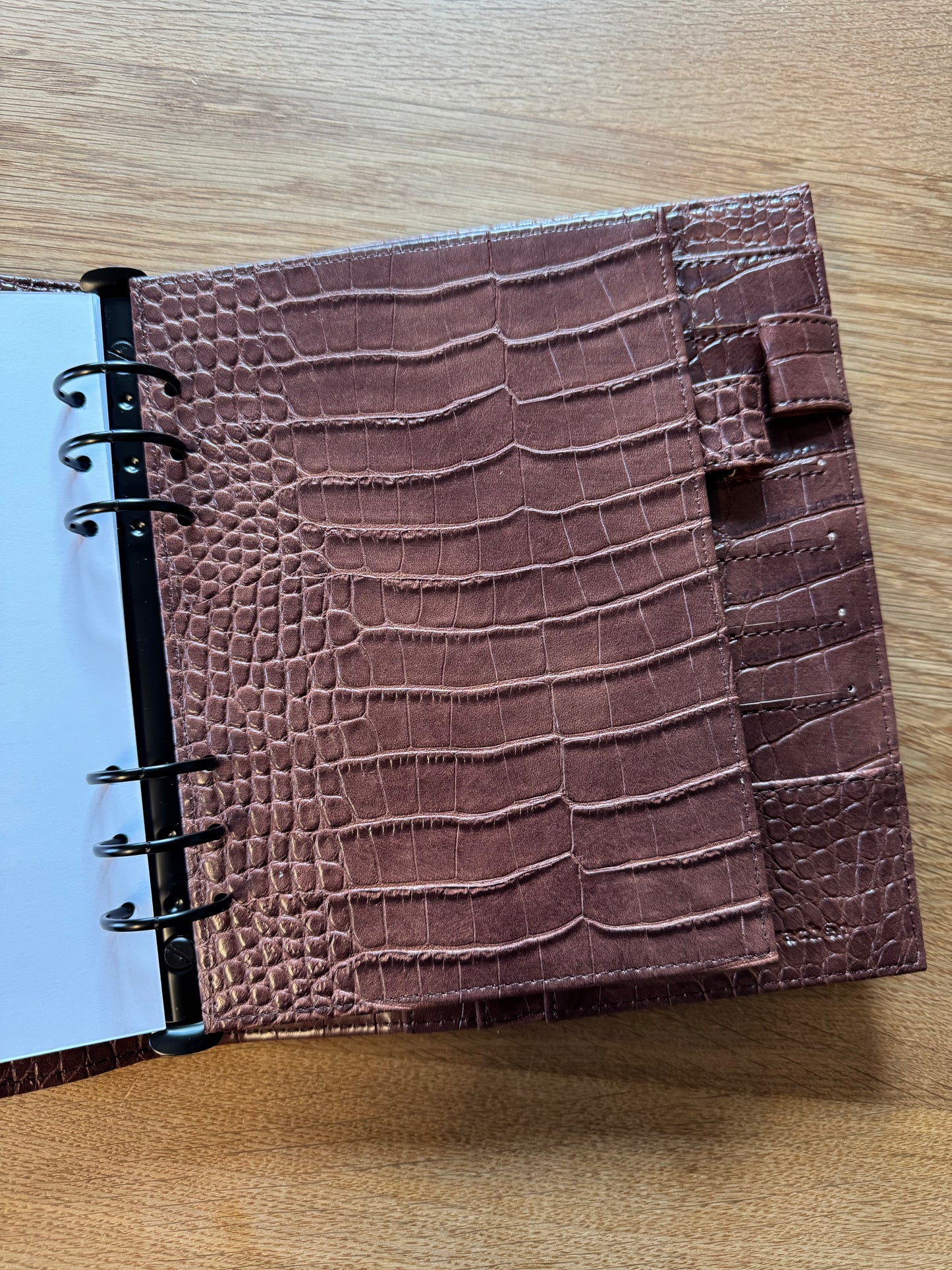 A5 Ringbuch | Croco Optik | schwarze Details