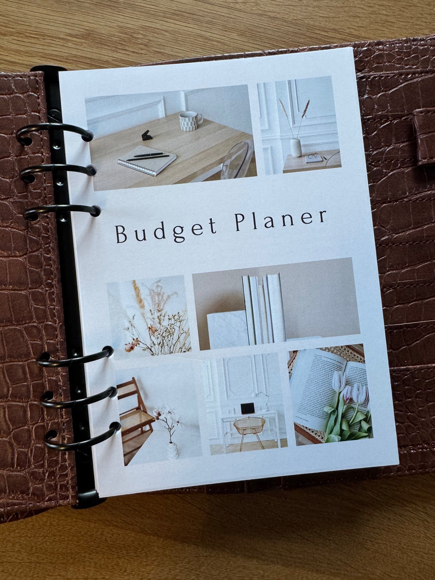 A5 Ringbuch | Croco Optik | schwarze Details