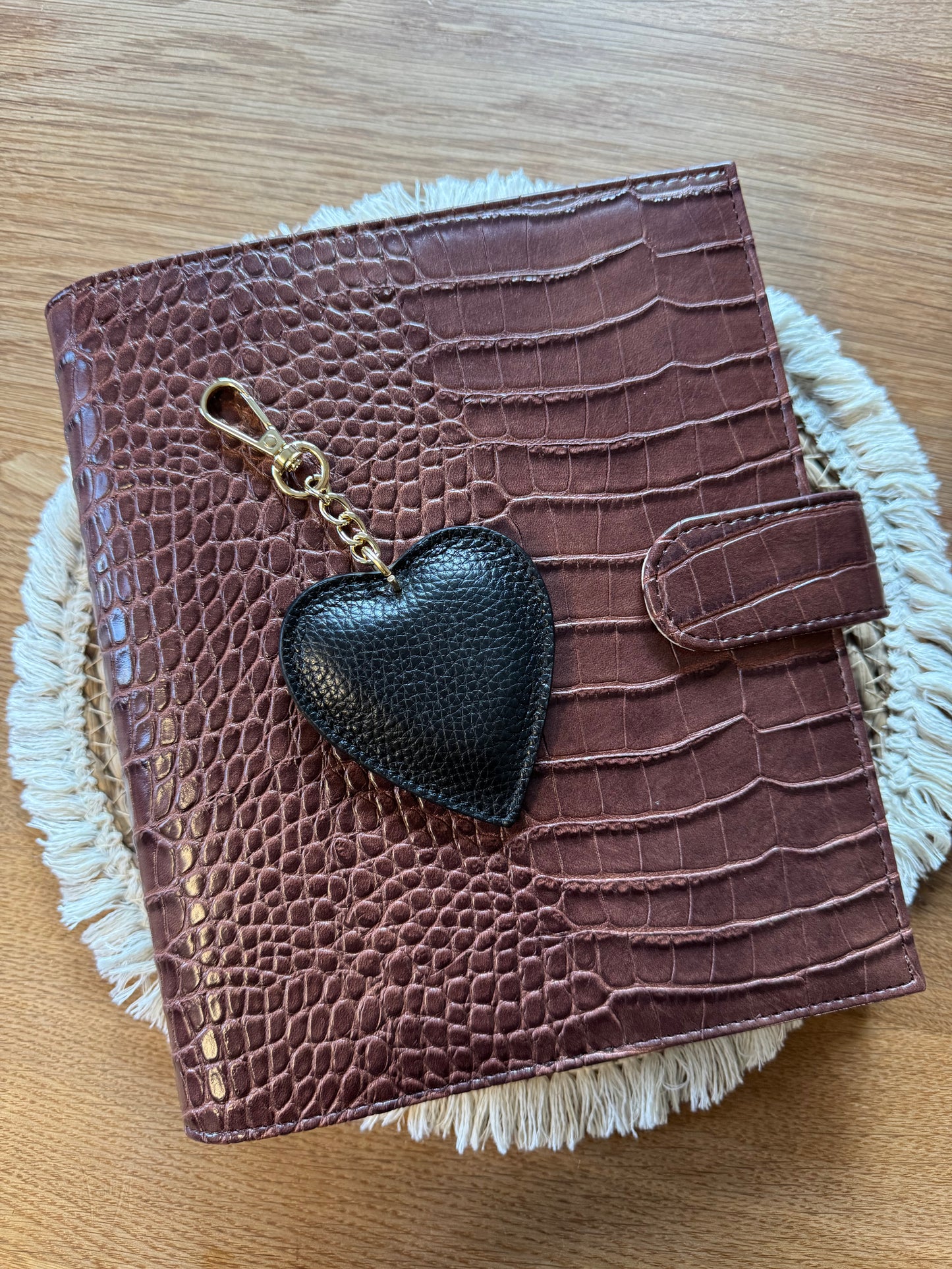 A5 Ringbuch | Croco Optik | schwarze Details