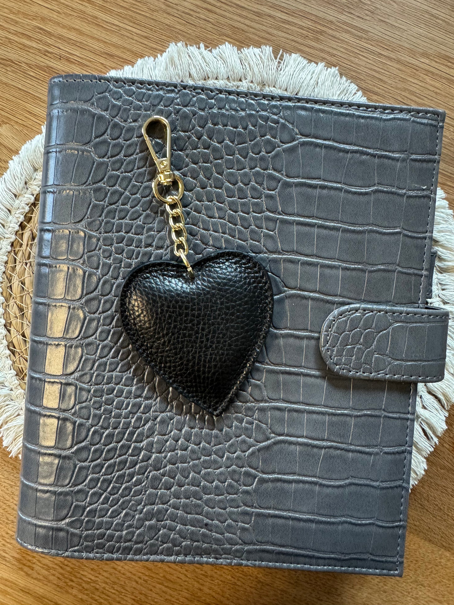 A5 Ringbuch | Croco Optik | schwarze Details