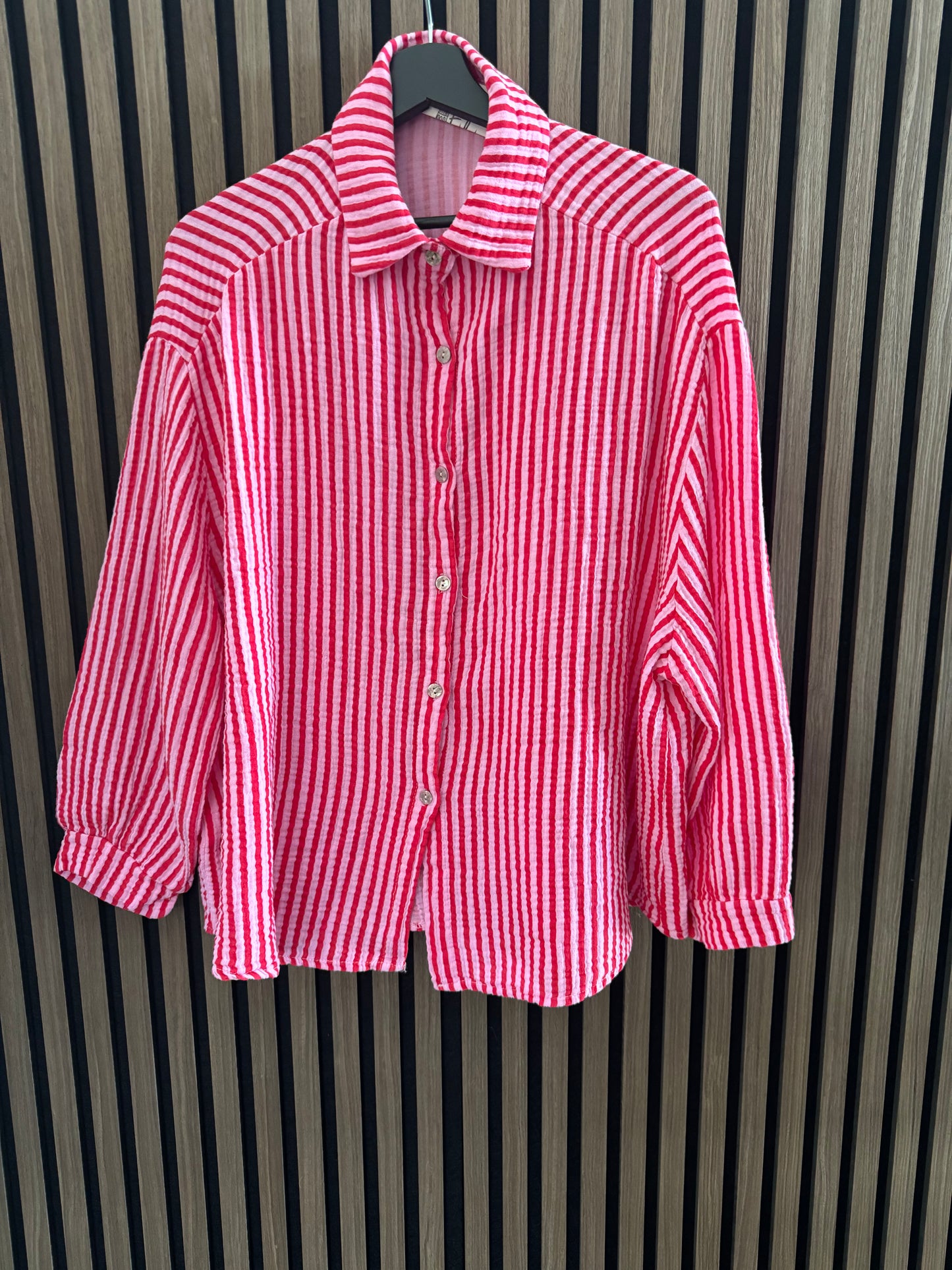 MUSSELIN BLUSE STREIFEN | PINK