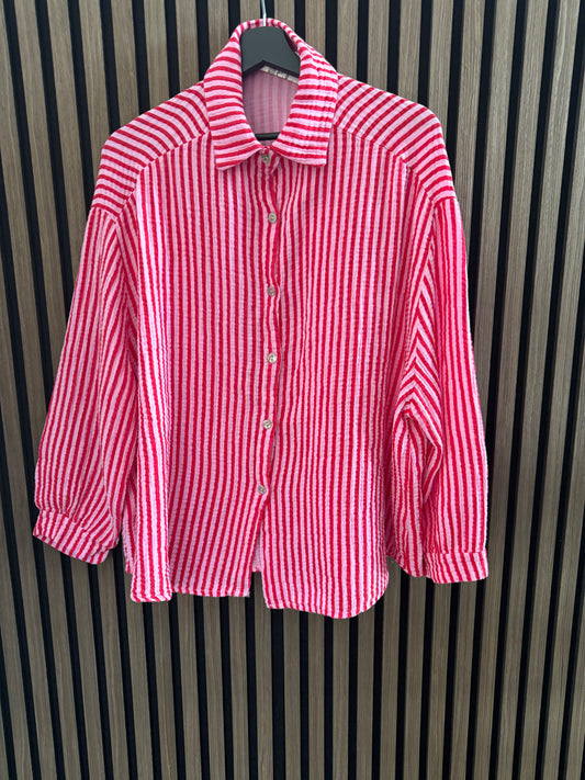 MUSSELIN BLUSE STREIFEN | PINK