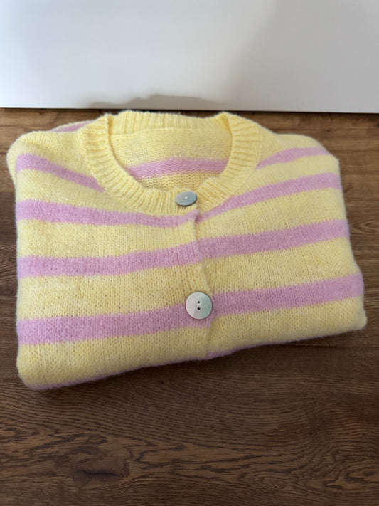 STREIFEN CARDIGAN | BUTTER YELLOW / ROSA