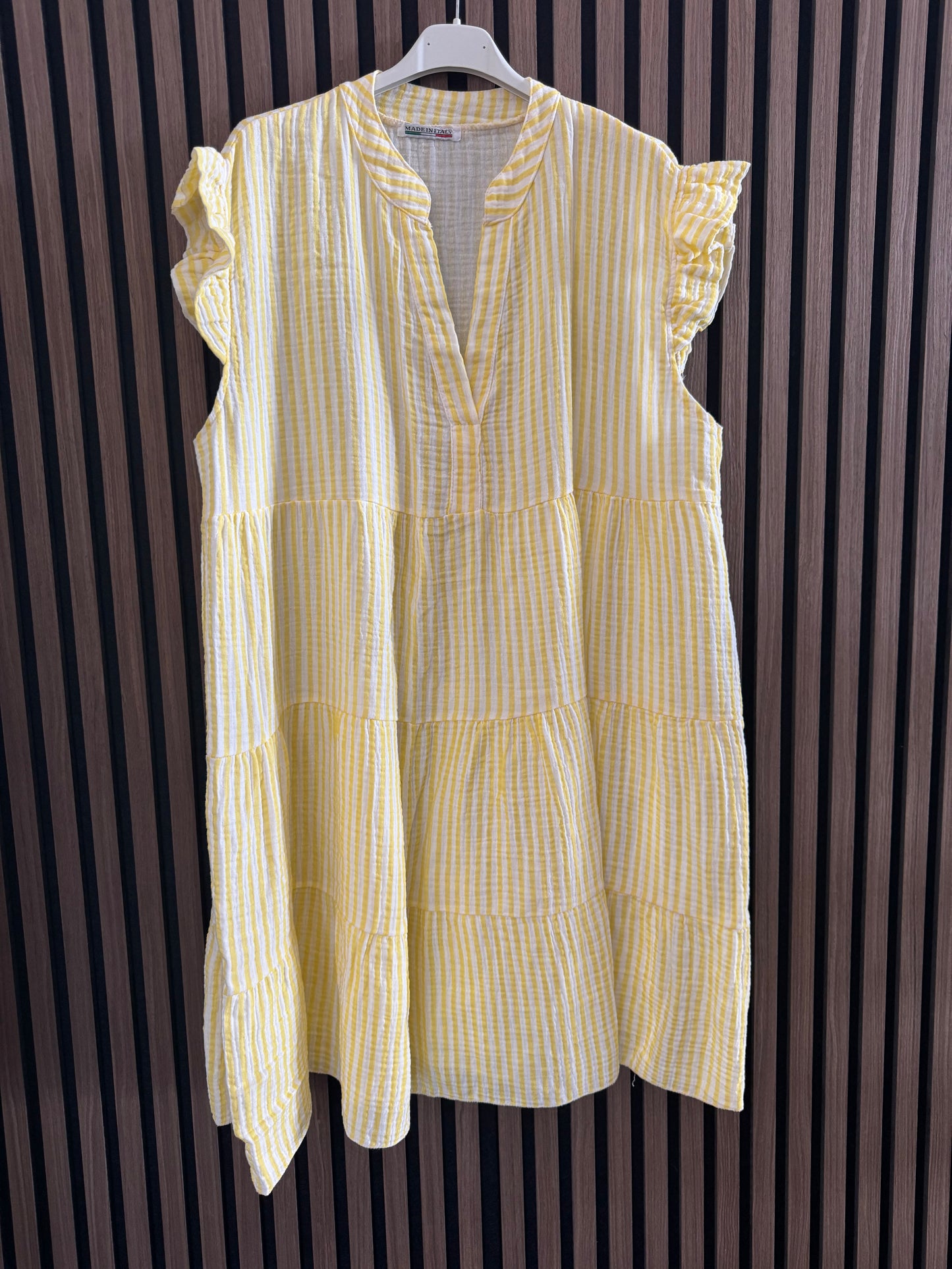 SOMMERLICHES MUSSELIN KLEID | STREIFEN | KURZ