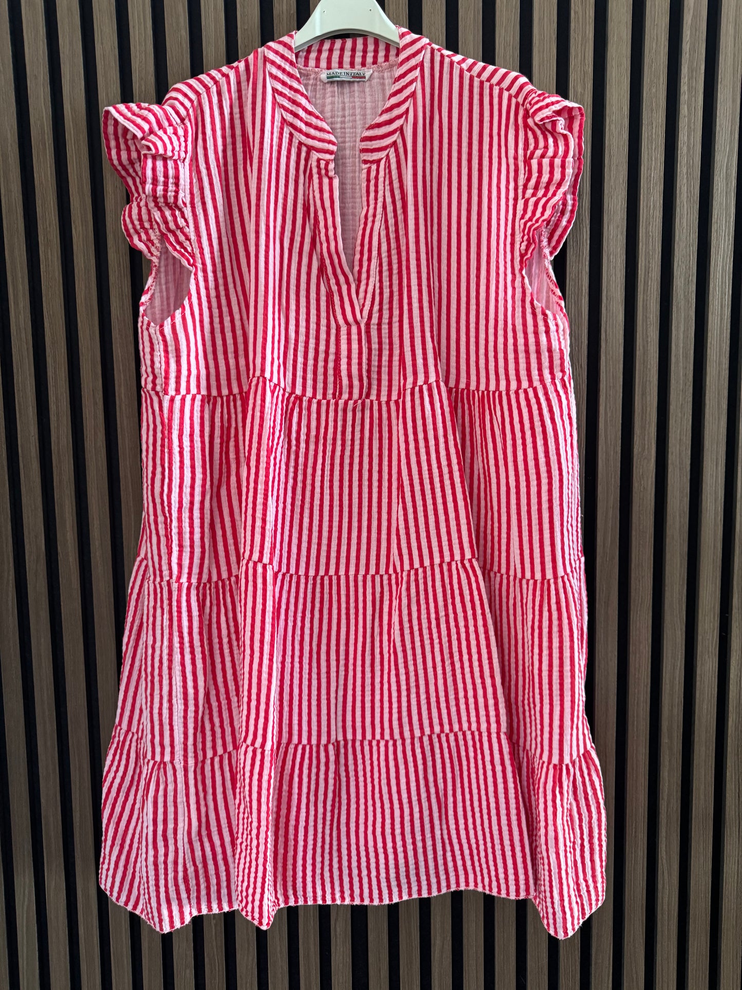 SOMMERLICHES MUSSELIN KLEID | STREIFEN | KURZ