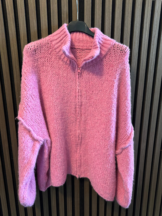 KUSCHLIGER ZIPP CARDIGAN | PINK