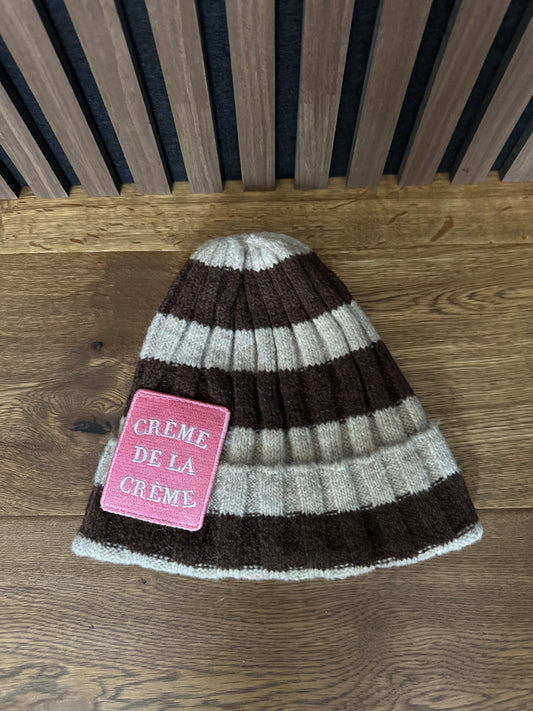 STREIFEN MÜTZE "CREME DE LA CREME" | TAUPE-BRAUN