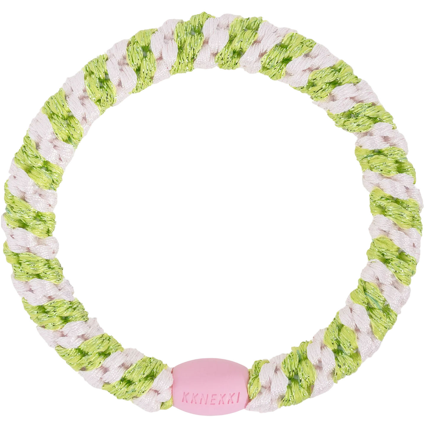 KKNEKKI Original |  Haargummi | BALLET PINK LIME GLITTER STRIPE