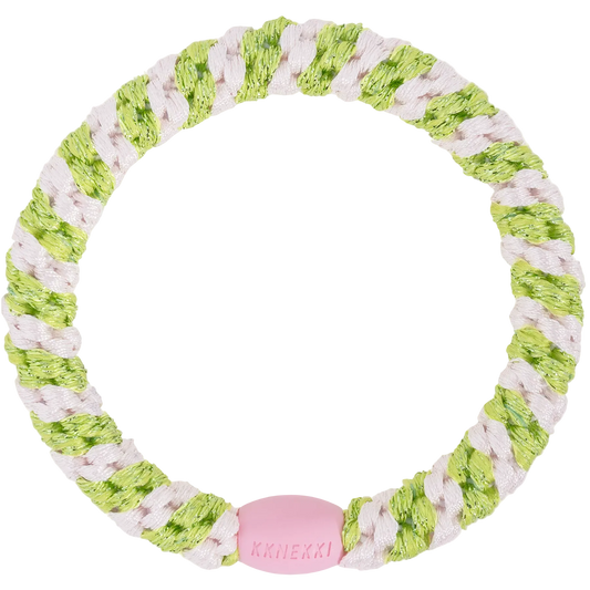 KKNEKKI Original |  Haargummi | BALLET PINK LIME GLITTER STRIPE